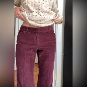 Mid rise purple corduroy flare pants